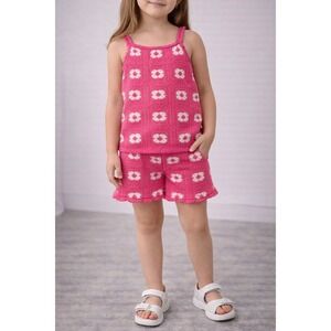 Jessica Simpson Girls Hot Pink Floral Knit Tank Top &‎ Shorts Set Size 6X